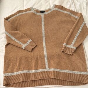 Women’s J crew Cashmere sweater Camel Contrast-Trim Sweater small